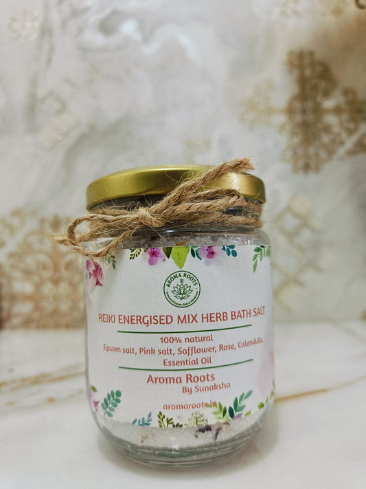 Reiki Energised Mix Herb Bath Salt (Safflower, Rose, Calendula)