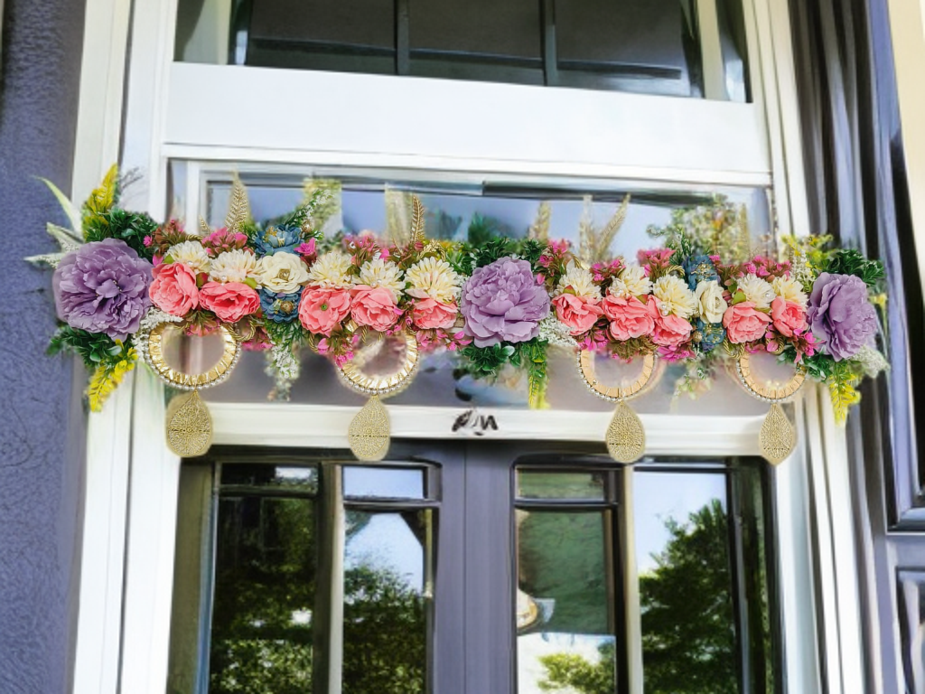 Floral Toran with Golden rings and metal accessories