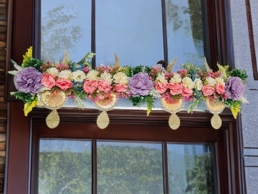 Floral Toran with Golden rings and metal accessories